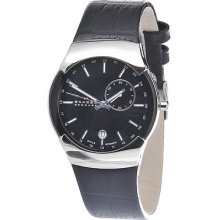 Skagen Black Label Gmt Dual Time Italian Leather Men's Swiss Watch 983xlslb