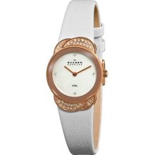 Skagen Women's 818srlw1 Steel White Dial Rose Gold Case Watch