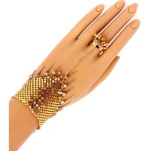 Slave Bracelet unlike others Ladies Bracelet Gold Mesh Spikes Beaded Ring