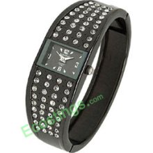 Slim Rhinestone Ladies Good Bangle Cuff Watch