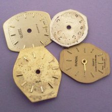 small dials vintage watch faces steampunk supplies gold white round F181W