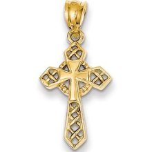 Solid 14k Yellow Gold Passion Cross Pendant 20 X 13 Mm Made In Usa