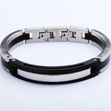 Solid Heavy-duty Stainless Steel Man Bangle Bracelet Two-Tone Adjustable 8.5â€