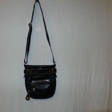 St. John's Bay Purse/handbag Black W/beige Stitching Adjustable Shoulder Strap