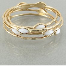 Stackable Turquoise or Pink Gems Gold Bangle Bracelets