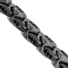 Stainless Steel Black Rhodium Plated Mens Black Diamond Bracelet 6.00 Ctw