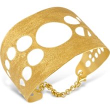 Stefano Patriarchi Designer Bracelets, Golden Silver Etched Cut Out Cuff Bracelet