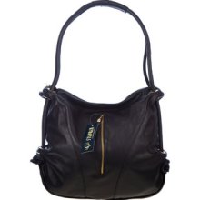 STEPHEN Italian Made Black Leather Top Handle Designer Handbag