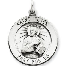 Sterling Silver Antiqued Saint Peter Medal