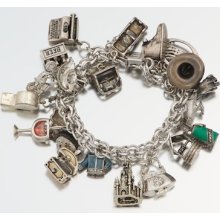 Sterling Silver Charm Bracelet Over 24 Charms