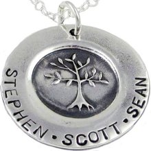 Sterling Silver Hand Stamped Family Tree Necklace