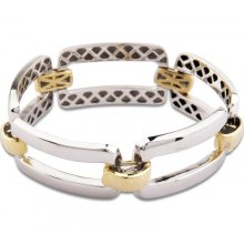 Sterling Silver Two-Tone Rectangular Link Bracelet