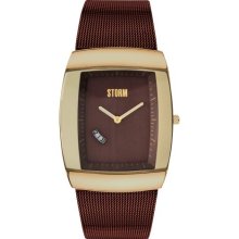 Storm Qasar Xl Men's Quartz Watch With Brown Dial Analogue Display And Gold Stainless Steel Strap 4661/Gd/Br