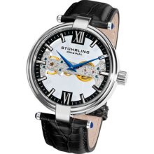 Stuhrling 330 33151 Royal Sceptor Mechanical Bridge Black Leather Mens Watch