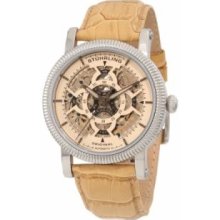 Stuhrling Original 150A2.331E43 Mens Symphony Automatic Stainless Steel Caseandamp;#44; Beige Dial with Tinted Crystal on Tan Leather Strap