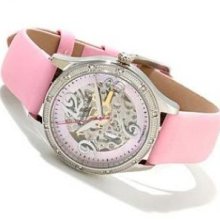 Stuhrling Original 196SW3.121A4 Womens Automatic Stainless Steel Case with Pink Mother of Pearl Dial on Pink Leather Strap