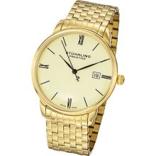 Stuhrling Prestige 307b 33332 Mens Swiss Kingston Grand Quartz Goldtone Watch
