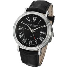 Stuhrling Prestige 545 33151 Laureate Gmt Swiss Made Leather Strap Mens Watch