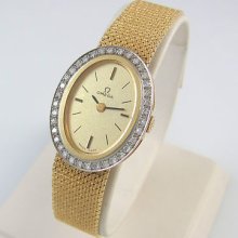 Stunning Omega 18k Solid Yellow Gold & Diamonds Wist Watch 650 17 Jewels â”‚rs