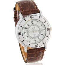 Stylish Analog Watch with Crocodile Skin Pattern Leather Strap (Brown)