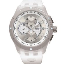 Swatch Swiss Chronograph White Silicon Automatic Mens Latest Watch Svgk403