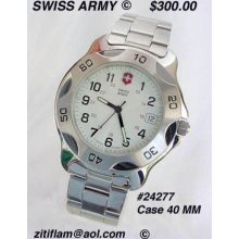 Swiss Army Mens Officers Ratchet Watch White Dial 24277 Vintaged Never Worn