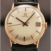 Swiss Authentic Omega 18k Solid Gold Manual Wind Date Vintage 1963' Mens Watch