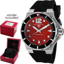 Swiss Legend Men's Abyssos Automatic Red Dial Black Silicone