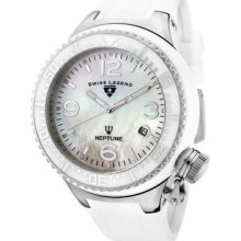 Swiss Legend Neptune Ceramic (44 Mm) White Mother Of Pearl Dial White