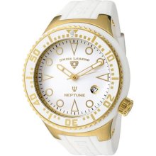 SWISS LEGEND Watches Men's Neptune White Dial Gold Tone IP Case White