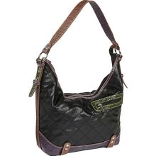 Sydney Love Quilted With Croc Trim-hobo - Black