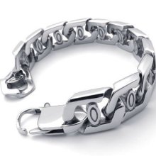 Tb85 Men's Vintage Punk Rock Stylish Band Cool Stainless Steel Bangle Bracelet
