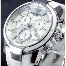 Technomarine Women Swiss Movement Chrono Mother Of Pearl Sapphire Leather 609009