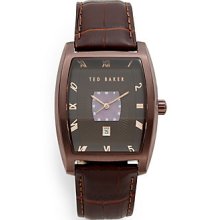 Ted Baker Stainless Steel Ribbed Dial Watch - Brown