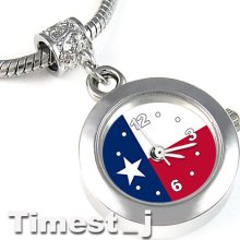 Texas State Flag Silver European Spacer Charm Bead Watch For Bracelet Eba461