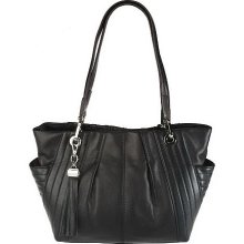 Tignanello Glove Leather Shopper Tote with Quilted Accents - Black - One Size