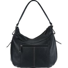 Tignanello Pebble Leather Hobo with Side Zips - Black - One Size