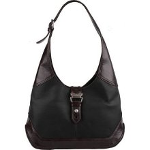 Tignanello Retro Leather Hobo Bag with Flap Buckle - Black - One Size