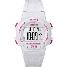Timex Womens Ironman Triathlon 10-lap Digital Display White Resin Strap Watch