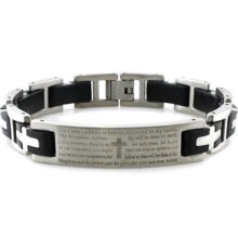 Tioneer Stainless Steel Lord's Prayer Id Biker Bracelet