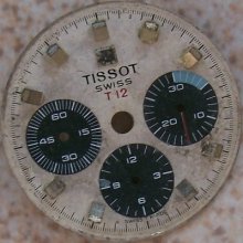 Tissot Chronograph Tri Compax Wristwatch Dial 27 Mm. In Diameter