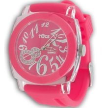 Tocs Womens Analog Round Hot Pink Watch 40123