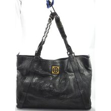 Tory Burch Louiisa Slouchy Black Leather Tote Shoulder Bag Handbag Retail $525