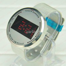 Touch Screen Led Watches Stainless Band Grid Design Digital Watch Lu