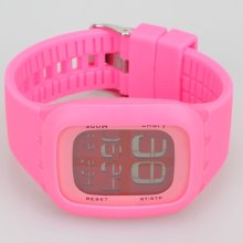 Touch Screen Silicone Band Digital LED Wrist Watch Pink