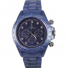 Toywatch Fluo Flp18in Indigo Unisex Pearlized Chronograph Plasteramic Watch