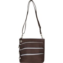 Travelon Triple Zippered Cross Body Bag Lightweight Handbag Travel Brown 42433