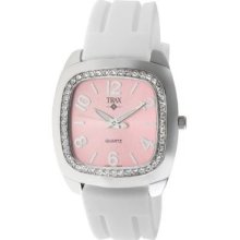 Trax Womens Tr1740-pw Malibu Fun White Rubber & Pink Dial Crystal Watch
