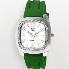 Trax Womens Tr1740-wg Malibu Fun Green Rubber White Dial Crystal Watch