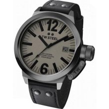 Tw Steel Men's 'ceo Canteen' Grey Dial Black Leather Strap Watch